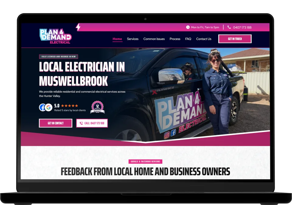 Client website 2 of 8, on a laptop