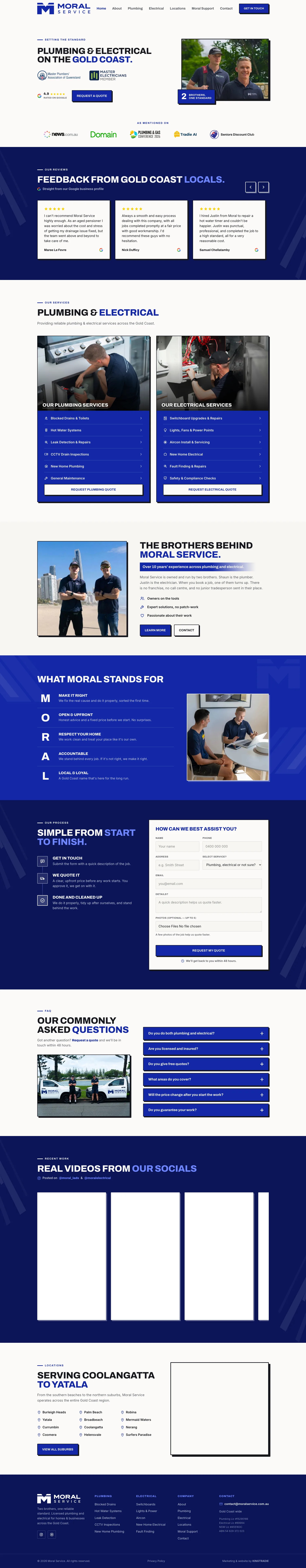 The homepage we built for a business offering electrical services, on a laptop